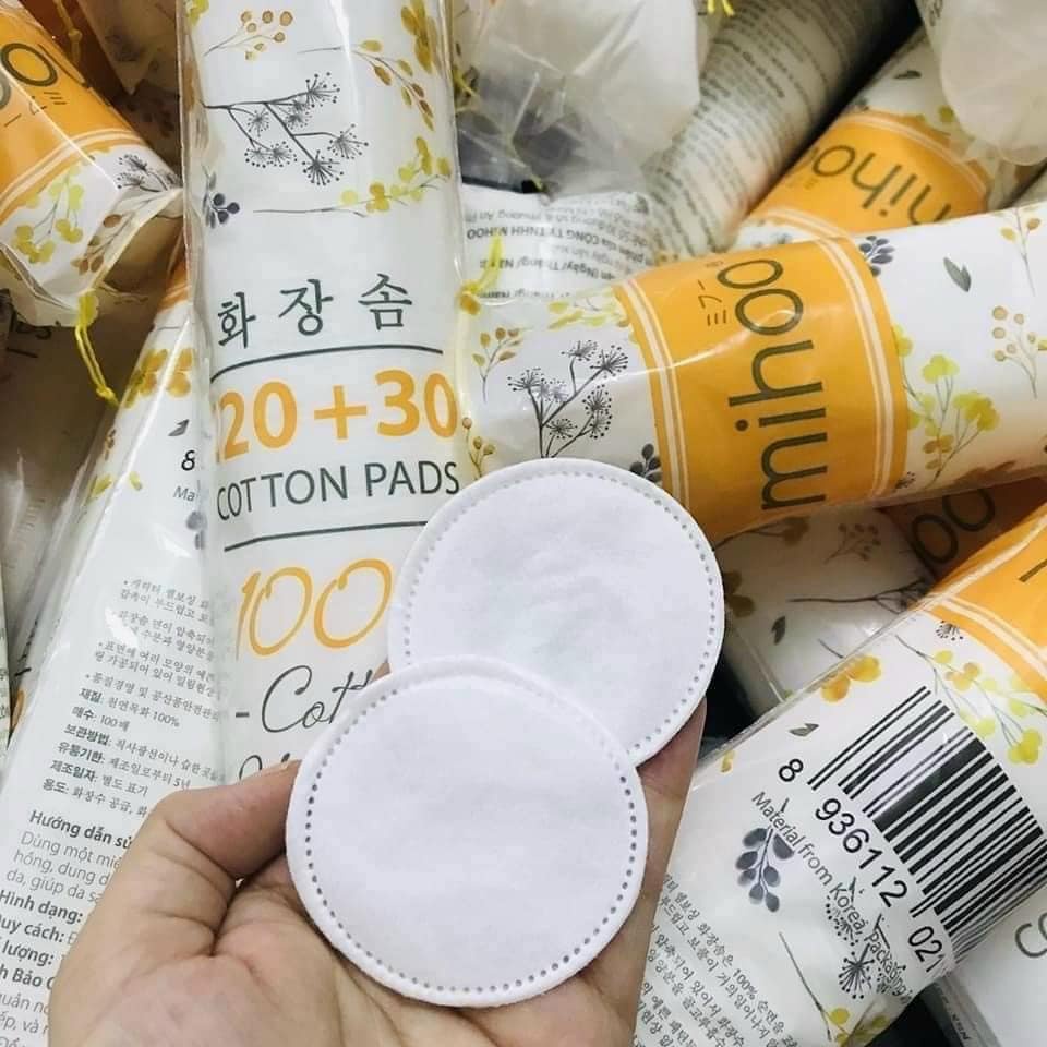 Bông Tẩy Trang Mihoo Phiên Bản Mới - Bông Tẩy Trang Kokimi - 100% Thiên Nhiên Mềm Mịn Chắc Đàn Hồi Tốt