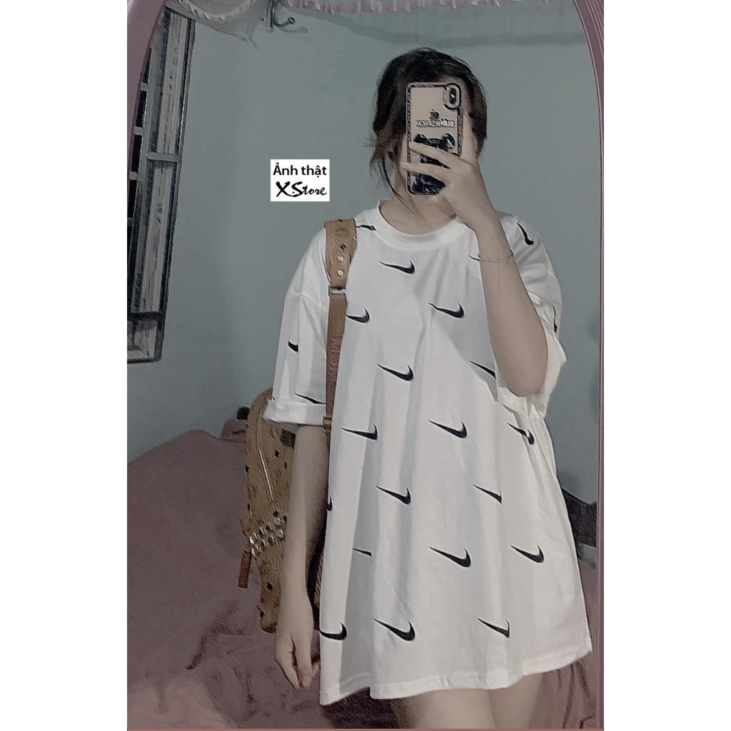 Áo Thun Nike Swoosh Chất Liệu Cotton Hàng Chính Hãng - 2 Màu Đen + Trắng - Đủ Size Nam Nữ Hot Trend Unisex X.Store 003
