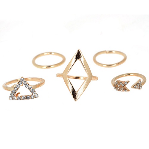 Set 5 nhẫn midi hợp kim phong cách cổ điển cá tính sang trọng dành cho nữ