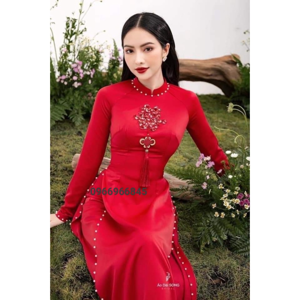 Áo dài đỏ cô dâu, áo dài cưới, áo dài ăn hỏi, áo dài cưới - Áo Dài Đan Linh