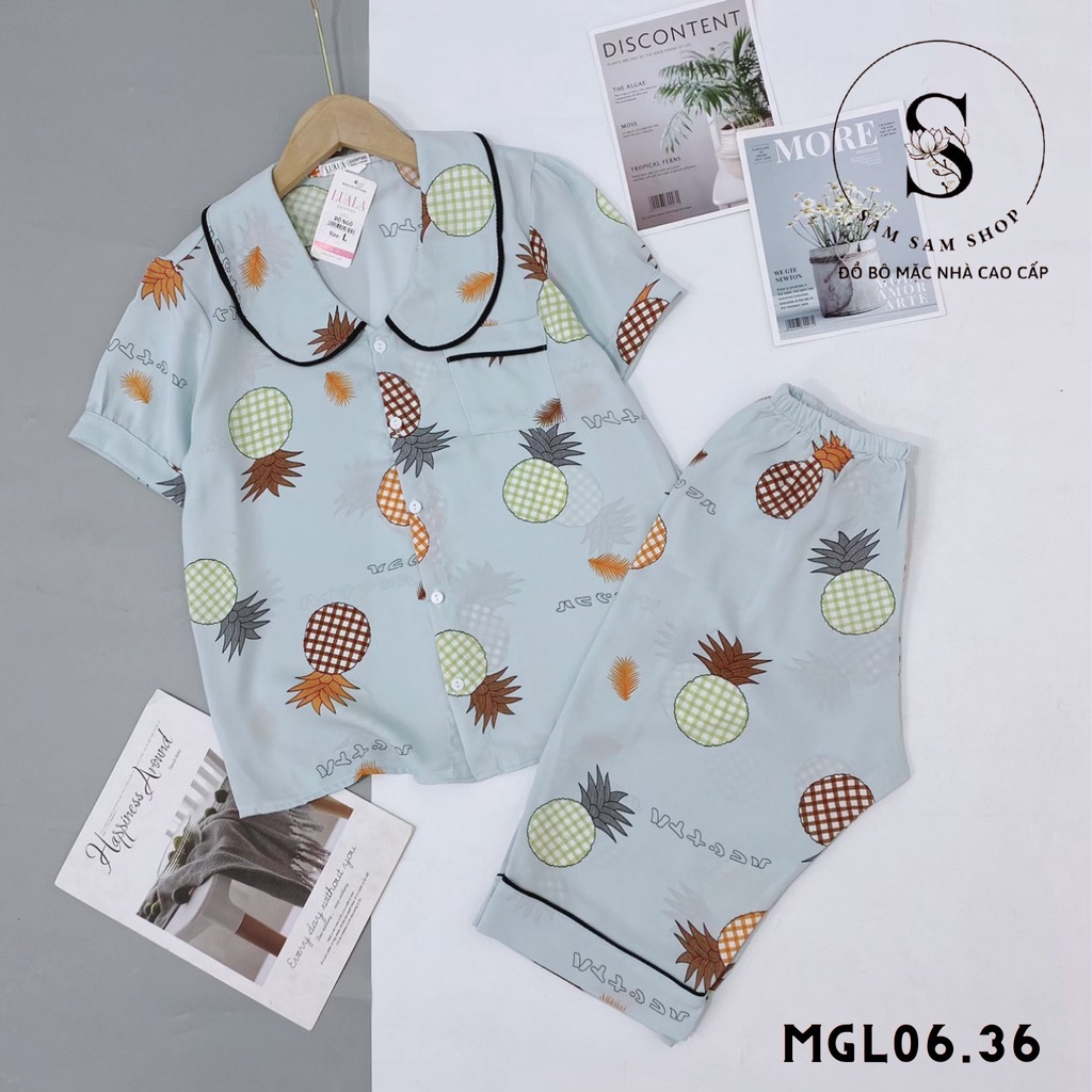 Đồ ngủ nữ, pijama lụa satin mango tơ tằm áo cộc quần lửng size 40-65kg - Sam Sam Shop