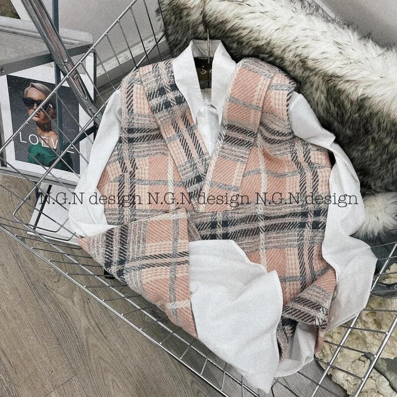 BÁN SỈ SÉT ÁO DẠ KẺ HỒNG MIX SƠ MI CHO NỮ