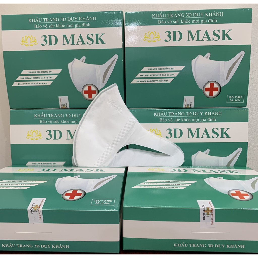 Khẩu trang 3D Mask công nghệ Nhật nhiều hình hộp 50 cái - Hộp khẩu trang 3D mask Duy Khánh