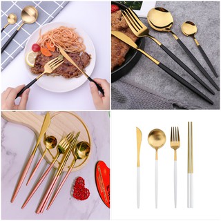 Thìa dao nĩa phong cách Âu Mỹ sang trọng ( bộ dao nĩa inox 304 bàn ăn )
