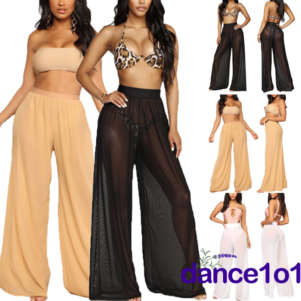 Quần Ren Dài Ống Loe Xuyên Thấu Thời Trang Dành Cho Nữ