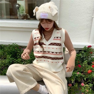 Áo gile len cổ tim thổ cẩm
