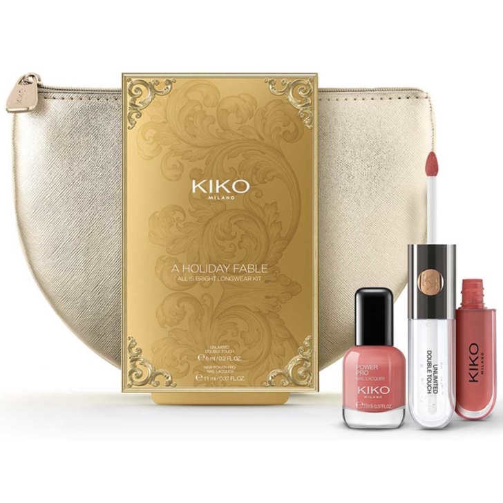 Set son 2 đầu 103 kiko - son siêu lì A HOLIDAY FABLE - Combo 3 món:  1 son + 1 sơn móng tay + ví kiko  - kiko milano