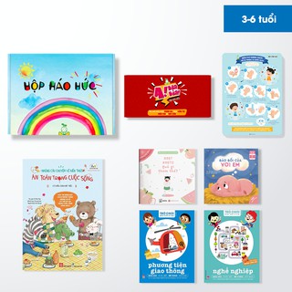 Hộp Háo Hức An toàn trong cuộc sống, 3-6 tuổi, Combo 5 cuốn sách có sticker, Set trò chơi A KIA KÌA đồ vật, T420
