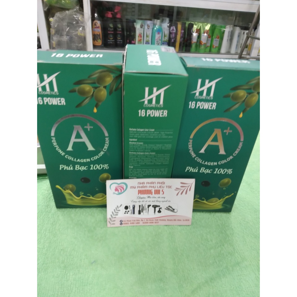 NHUỘM PHỦ BẠC HT A+ MÀU XANH LÁ CÂY ĐẬM VỚI CÔNG DỤNG TIÊN TIẾN  KEM NHUỘM PHỦ BẠC COLLAGEN