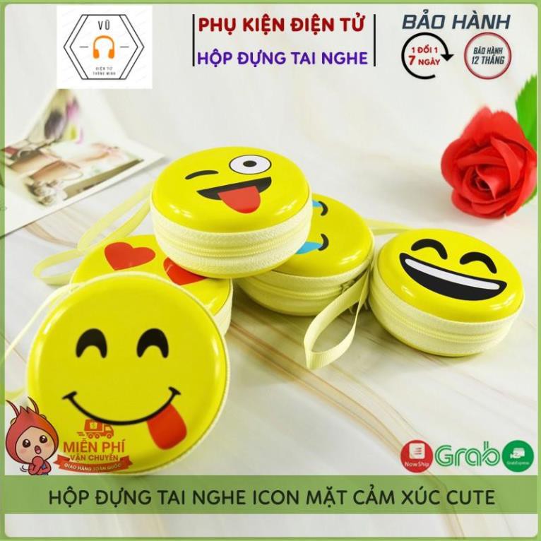 Bao Đựng Tại Nghe, Cáp Sạc, Phụ Kiện Nhỏ, Trang Sức Icon Mặt Cười Siêu Cute