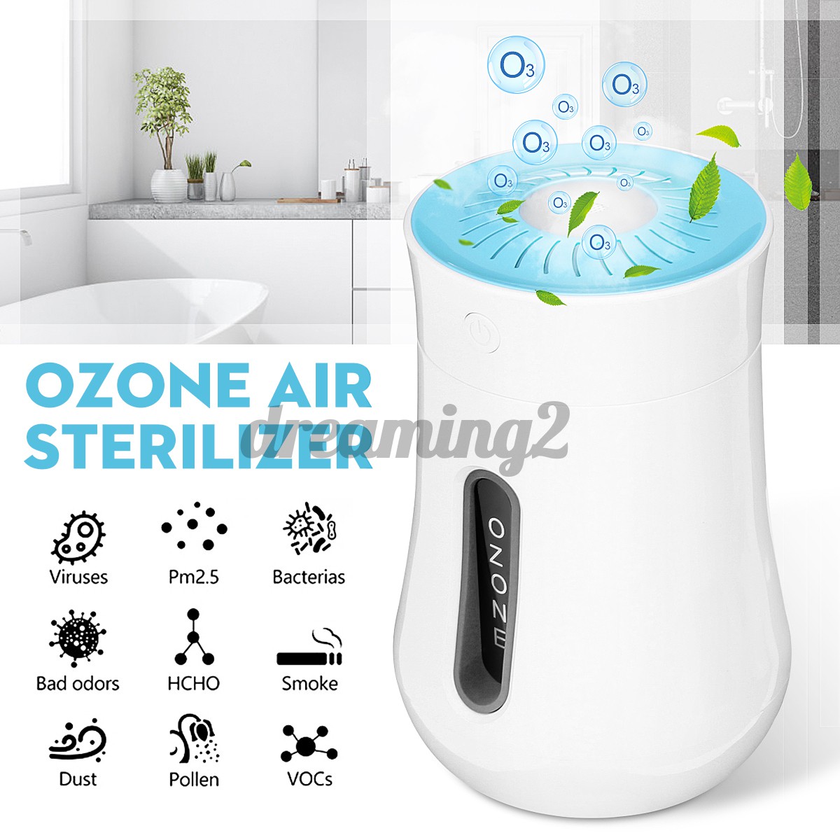 Portable Mini Ozone Generator Deodorizer Air Purifier USB Fridge Home Bedroom
