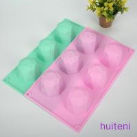 Color Random Cake Mold 6-slots Crystal Shaped Mousse Cake Baking Tray Chocolate Ice Ball Silicone Mould huiteni