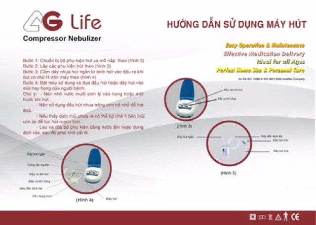 Máy xông hút mũi họng 2 trong 1 AGLife dùng cho trẻ em, người lớn