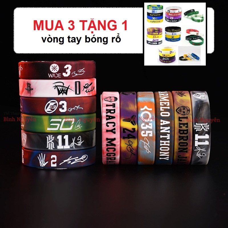 Vòng tay bóng rổ dung nham NBA chất liệu silicone bền đẹp Curry Kyrie Irving Kobe Bryant Lebron James Rose thời trang///