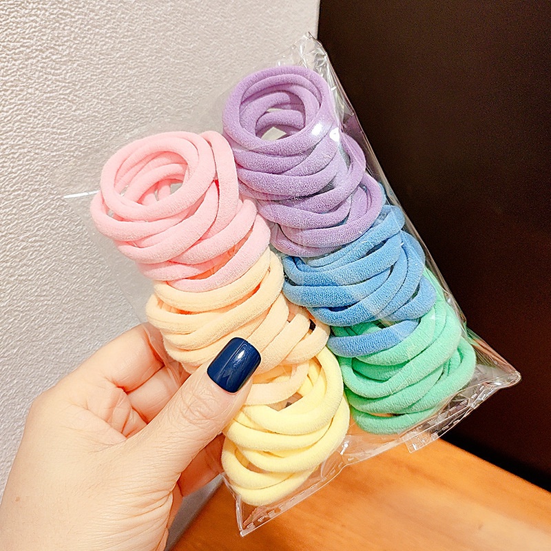 Set 50 Dây Cột Tóc Nylon Co Giãn Nhiều Màu Sắc Cho Nữ