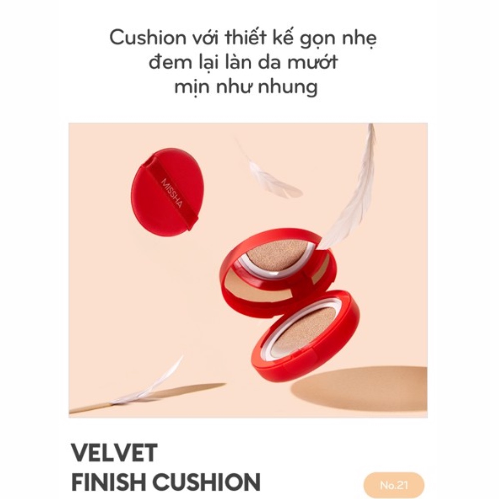 Phấn nước Missha Velvet Finish Cushion 15g giúp che phủ hoàn hảo