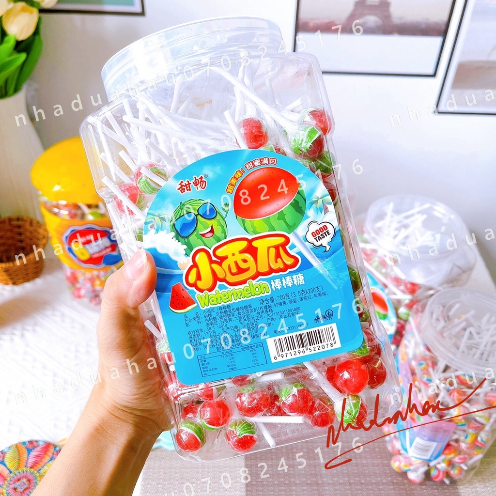 Combo 10 cây kẹo mút cầu vồng mini dễ thương Lolipop cho bé Hongkong que 3.5gam