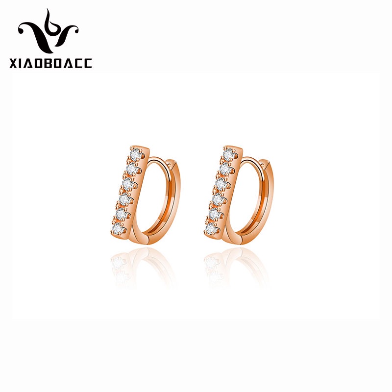 XiaoboACC Khuyên Tai Dạng Vòng 6mm Khảm Đá Zircon Nhân Tạo Nhỏ Phỏng Theo Kiểu Trong Phim Hàn Quốc Nevertheless