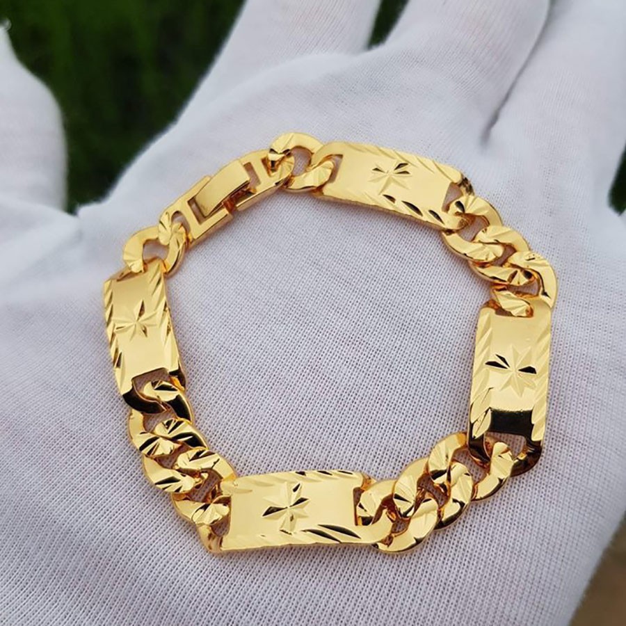 Lắc tay nam bản vuông mạ vàng 24k 065R2103 - Có thể tháo ngắn tùy ỳ