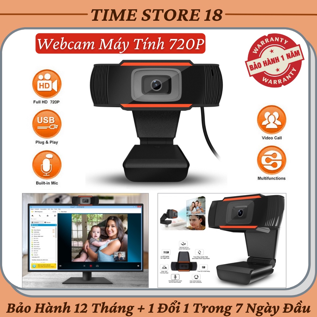 Webcam Máy Tính 720P - Webcam Có Mic Siêu Sắc Nét Dành Cho PC , Laptop