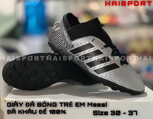 [ RẺ VÔ ĐỊCH ] Giày đá bóng trẻ em Messi -Tặng tất ( Size 30-37 ) Khâu đế 100% -Giày đá bóng sân cỏ nhân tạo Messi