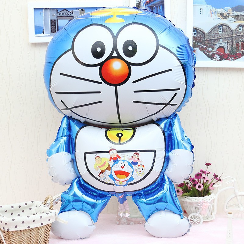 Bóng Nhôm Kiếng Nilon Doremon/Doraemon Mèo Máy Cao 1m Dành Cho Các Bé Ôm Chụp Hình, Tạo Dáng, Trang Trí Sinh Nhật, Party