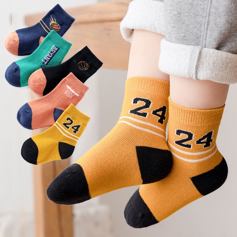 Set 5 đôi tất cao cổ vớ cotton cho bé trai bé gái từ 1 đến 6 tuổi LABAMO