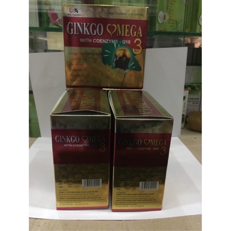 HOẠT HUYẾT DƯỠNG NÃO GINKGO OMEGA 3 WITH COENZYME Q10 - TỐT CHO NÃO, TIM, MẮT - HỘP 100 VIÊN
