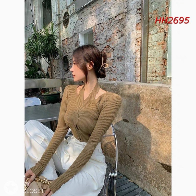 Áo len tăm vạt chéo