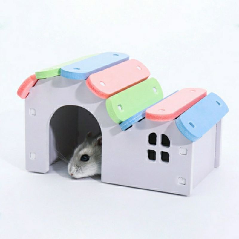 [Giá tốt]Nhà ngủ cầu vồng mái lượn cho hamster