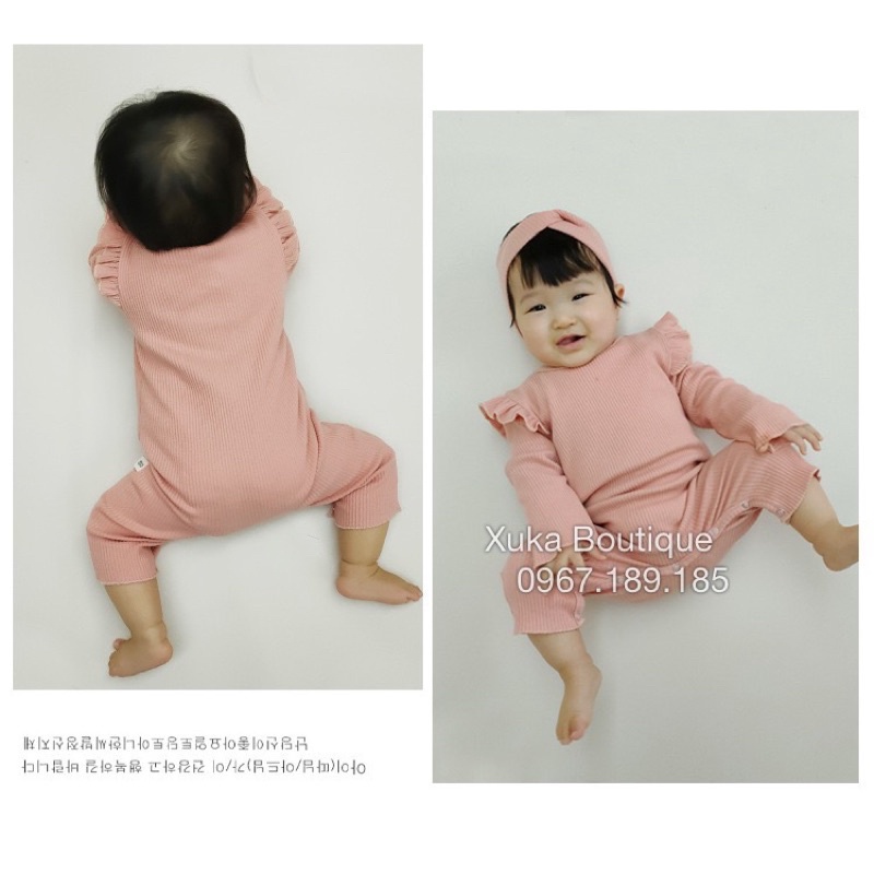 Bộ Body kèm Tuban Cho Bé 0-2 tuổi style Hàn Quốc Cotton mềm dài tay thu đông
