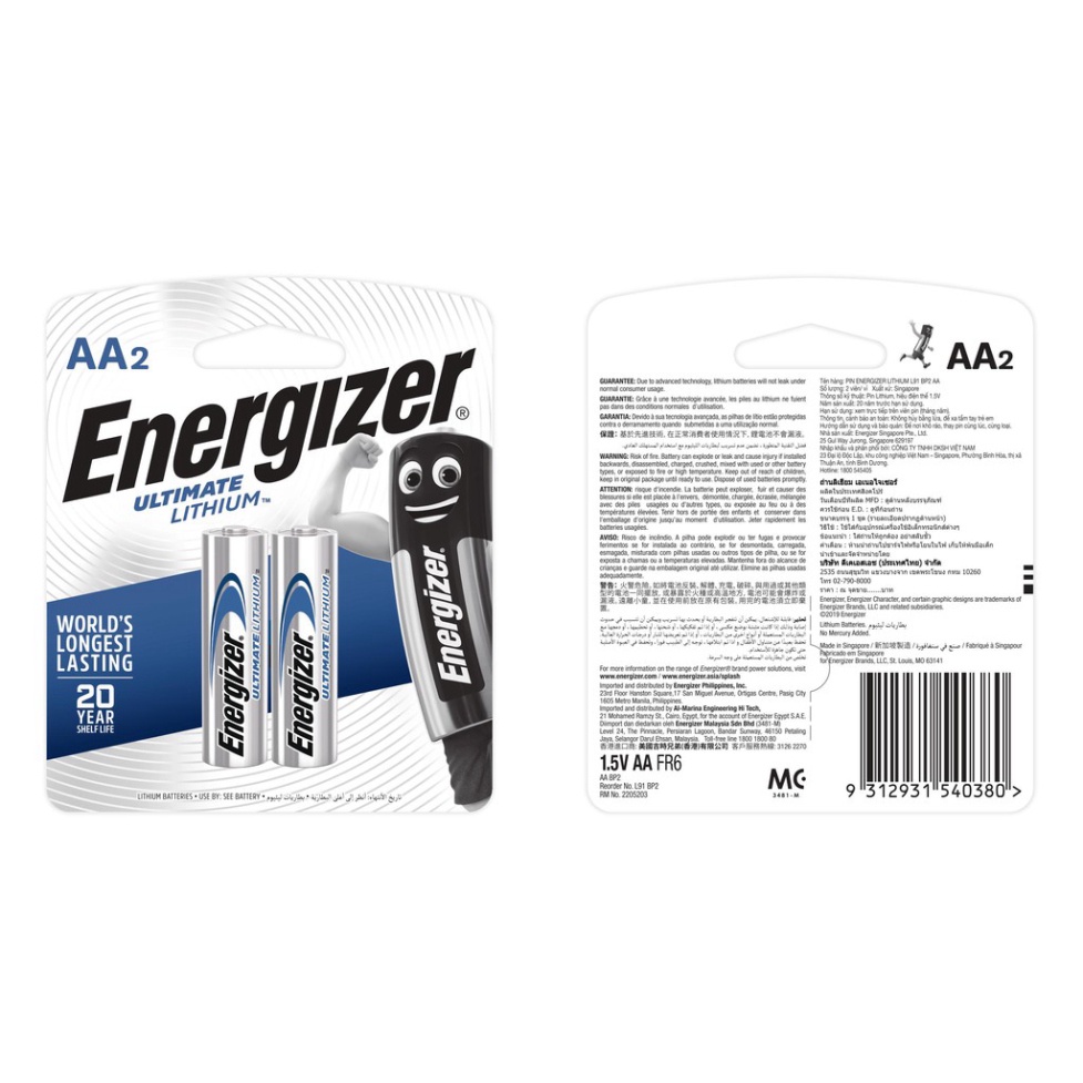 Pin Energizer Lithium AA L91 BP2