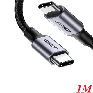 Ugreen 70427 1m 100w pd màu đen cáp usb 2 đầu type c dây bện dù đầu bọc nhôm us316