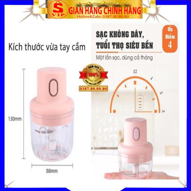 [ LOẠI ĐẸP-BẢN MỚI ] Máy xay tỏi ớt, xay thịt, củ quả đa năng/ Máy xay mini cầm tay xay thịt cá tiêu sạc điện 250ml