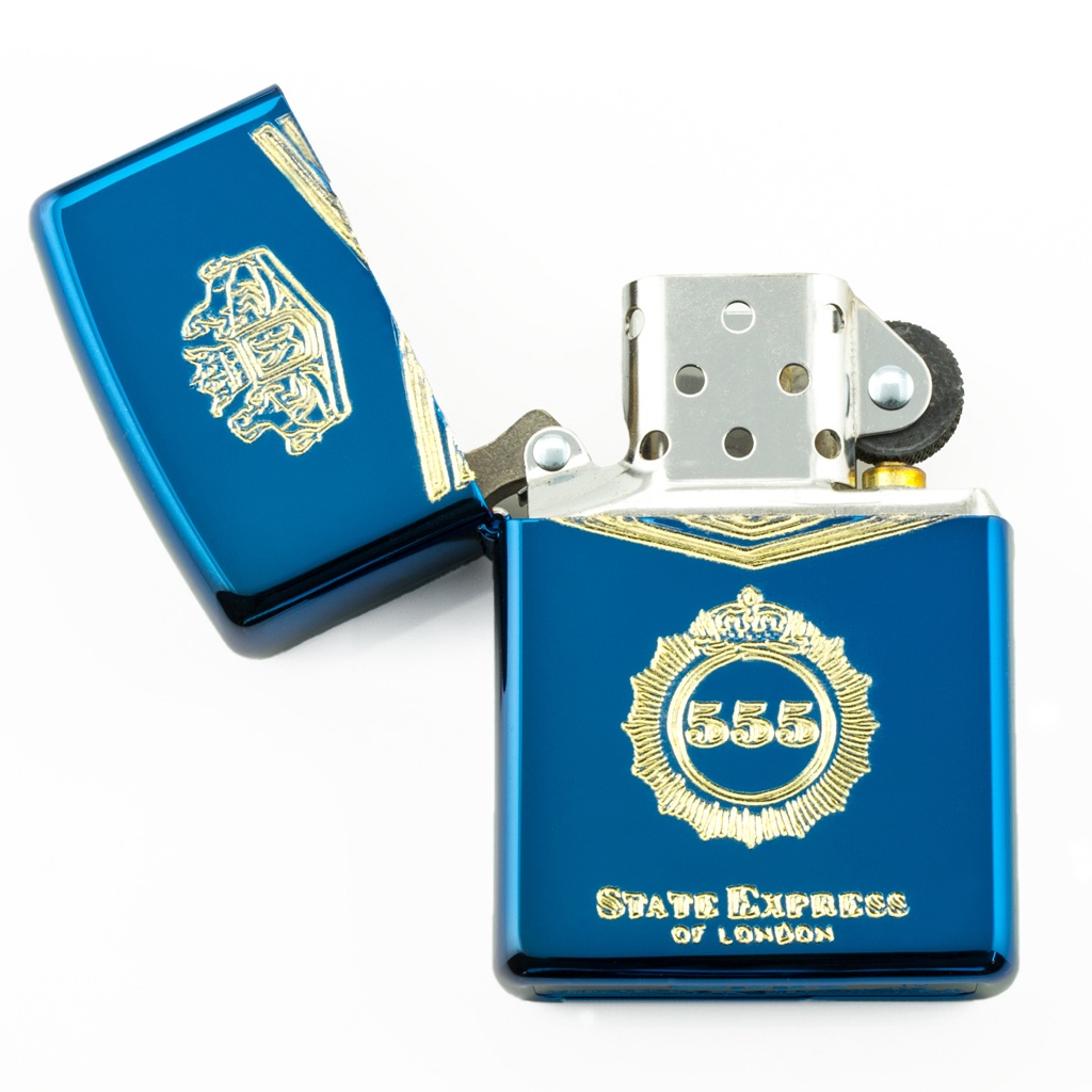 Bật zippo xanh, hộp quẹt Sapphire khắc 555 vỏ dày hàng chuẩn Mỹ- KenZ