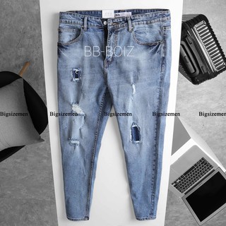 Quần jean nam thời trang bigsize < 130kg - rách te tua