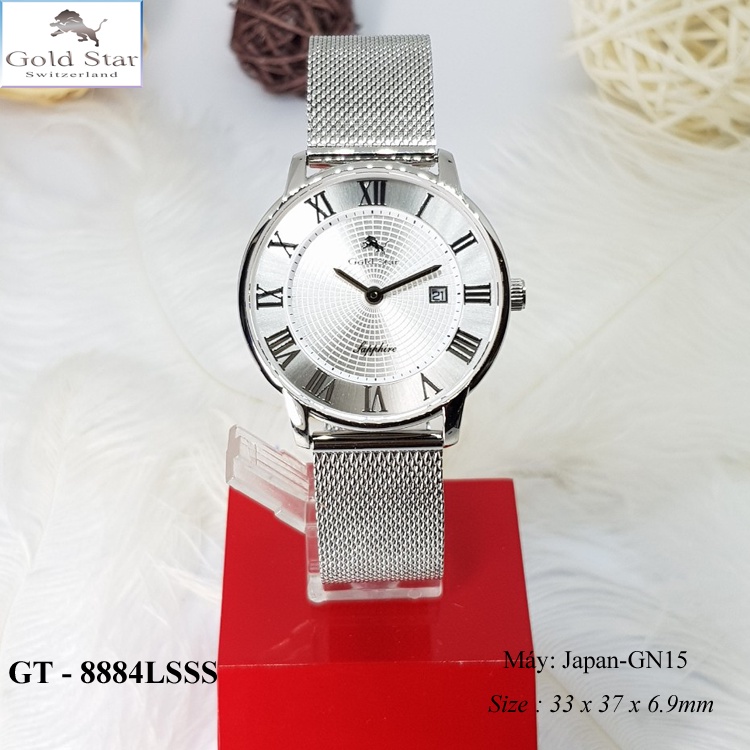 *Gold Star* Đồng Hồ goldstar Chính Hãng Nữ GT – 8884LSSS , Thép Không Gỉ 316L, Kính Saphia, Mạ Vàng 24k, Nước 50mét