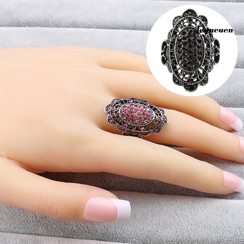 Nhẫn Hợp Kim Đính Đá Hình Oval Phong Cách Cổ Điển Cho Nữ