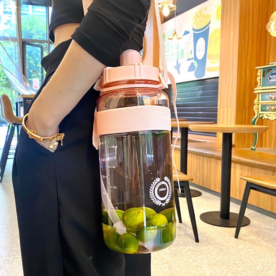 Bình Đựng Nước Thể Thao Chuyên Tập Gym , Yoga rẻ đẹp cute Có Ống Hút Và Dây Đeo YOGA CAT