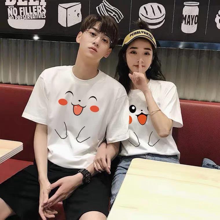Áo Đôi Nam Nữ, Áo phông Cặp In Hình Chibi Dễ Thương Không Bong Tróc