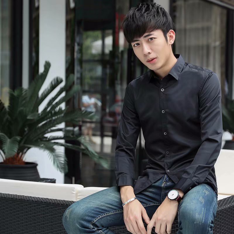 Áo sơ-mi tay dài đơn giản thanh lịch cho nam size S-4Xl