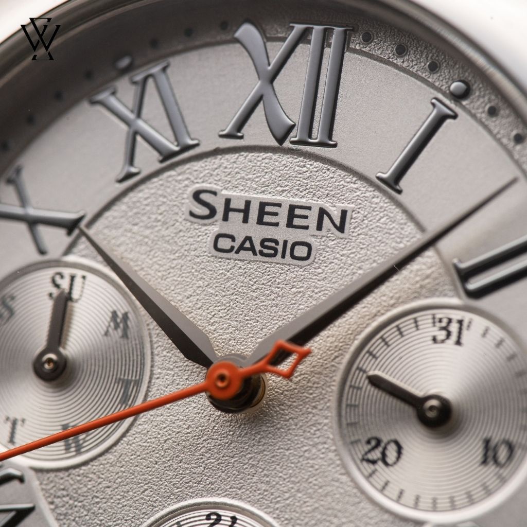 Đồng Hồ Quartz Nữ Casio Sheen WATCHSTORE SHE-3049L-7AUDR Thiết Kế Kính Khoáng 30.5mm, Dây Da, Vỏ Thép Không Gỉ