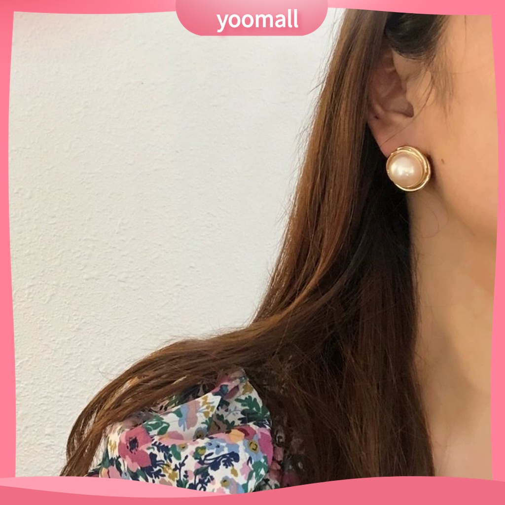 Yomall♡ 1 Đôi Bông Tai Ngọc Trai Giả Mạ Điện Phong Cách Hàn Quốc