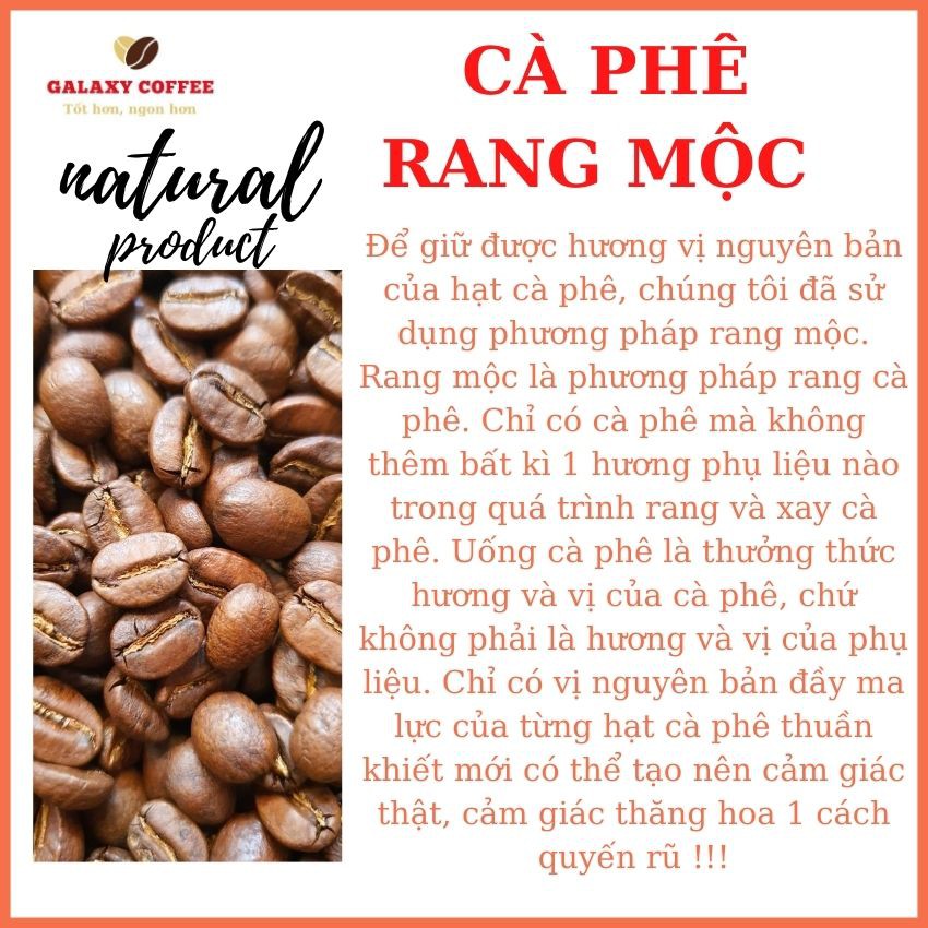 Cafe Nguyên Chất Rang Xay Mix 5 Hạt Cà Phê robusta, Arabica, Moka, Cherry, Culi Galaxy Coffee MIX5Q, 2Gói 500g Quà 29K