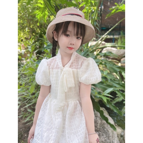 Váy Bé Gái size đại  7-38kg💕𝑭𝑹𝑬𝑬𝑺𝑯𝑰𝑷 💕 NHƯ Ý HOUSE'S- Đầm Công Chúa, váy trẻ em, hàng thiết kế - váy ren chun màu kem