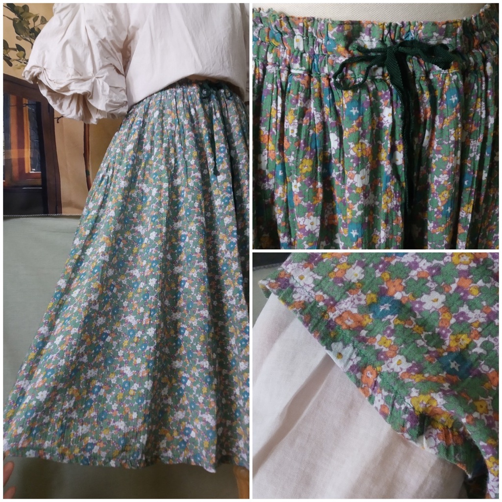 |2hand| Chân váy xô nhật PAR ICI họa tiết hoa nhí dáng xòe