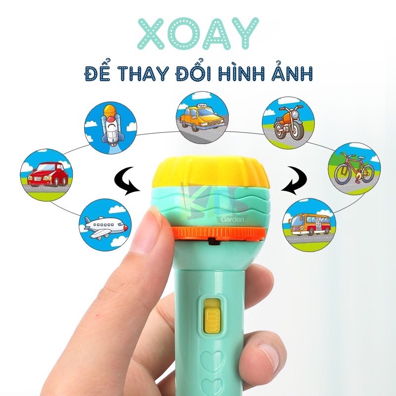 Đèn Pin Chiếu Hình Cho Bé 10 Thẻ 80 Hình Chiếu Ngộ Nghĩnh BUBUKIDS gồm hình động vật siêu nhân hoa quả cho bé yêu