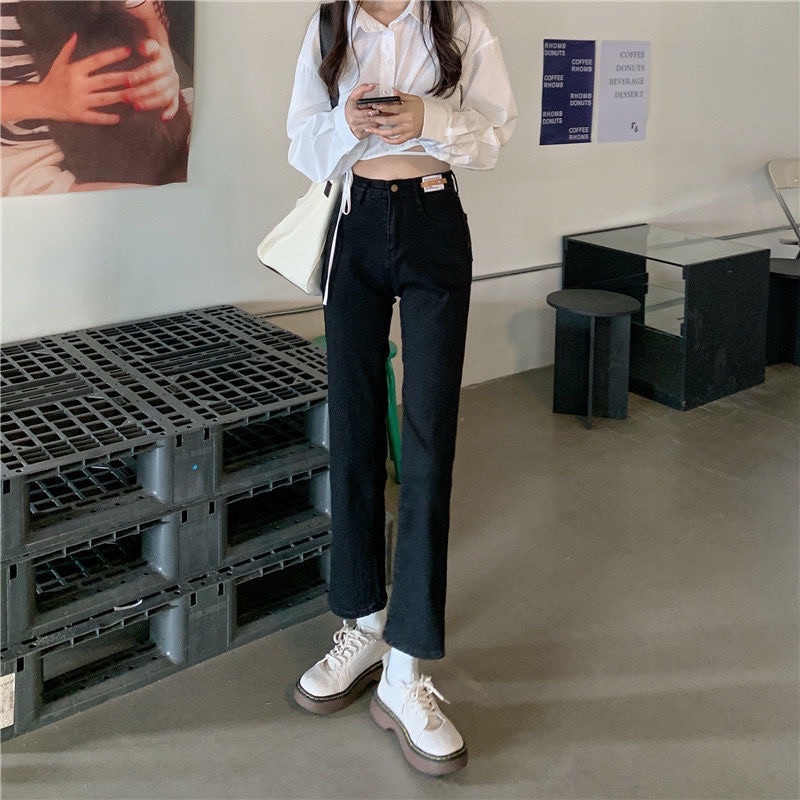 Quần jean nữ lưng cao xẻ tà thời trang cá tính | BigBuy360 - bigbuy360.vn