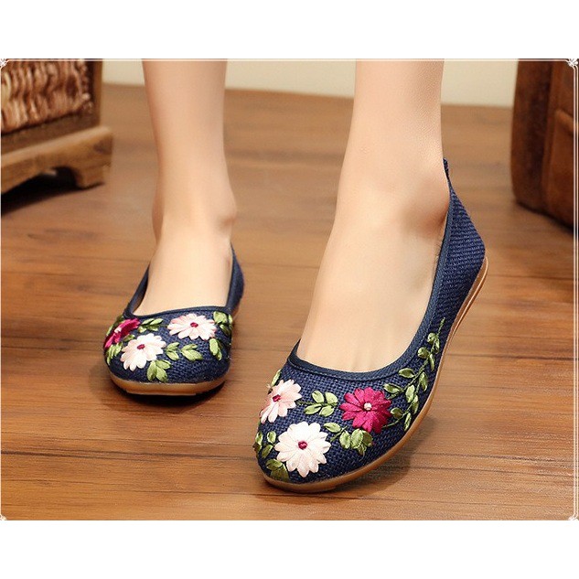 Giày Búp Bê Thêu Hoa Thủ Công Cao Cấp