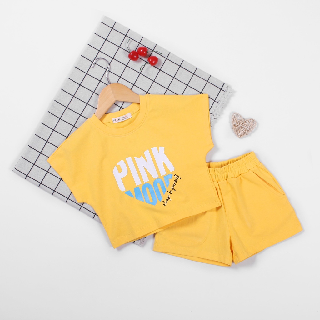 2205.SET BG AO CANH DOI CHU PINK